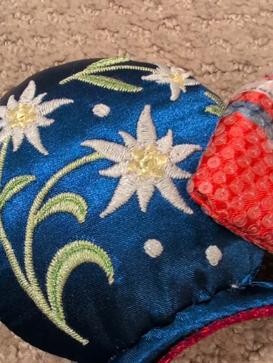 Disney Parks Epcot Embroidered Navy Floral Minnie Ears Sequin Bow - Picture 3 of 6